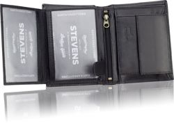 Pánská peněženka z přírodní kůže STEVENS Unfastened Ochranná technologie RFID Černá