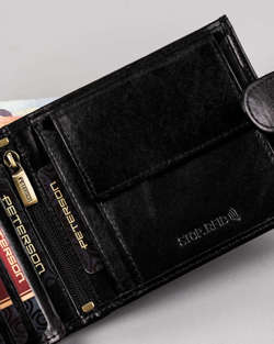 Velká pánská kožená peněženka se zapínáním - Peterson - černá